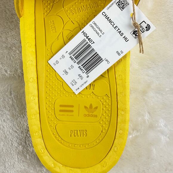 Adidas Pharrell Williams Chancletas Hu Boost Slides Men\'s Size 10 Yellow H04407